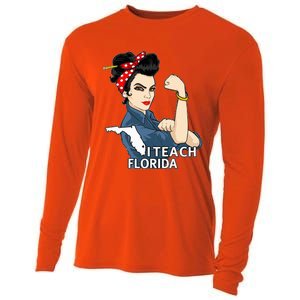 Florida Red For Ed Black Hair Strong Teacher Gifts Cooling Performance Long Sleeve Crew