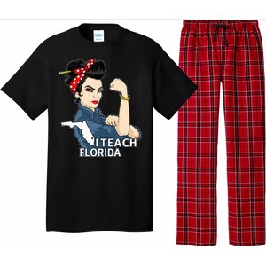 Florida Red For Ed Black Hair Strong Teacher Gifts Pajama Set