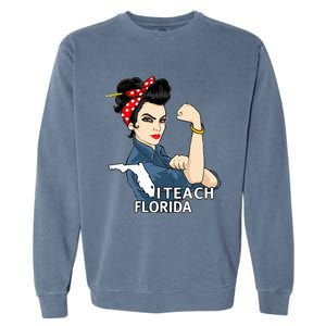 Florida Red For Ed Black Hair Strong Teacher Gifts Garment-Dyed Sweatshirt