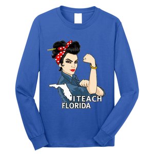 Florida Red For Ed Black Hair Strong Teacher Gifts Long Sleeve Shirt