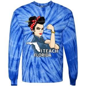 Florida Red For Ed Black Hair Strong Teacher Gifts Tie-Dye Long Sleeve Shirt