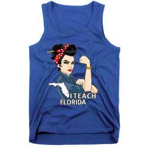 Florida Red For Ed Black Hair Strong Teacher Gifts Tank Top