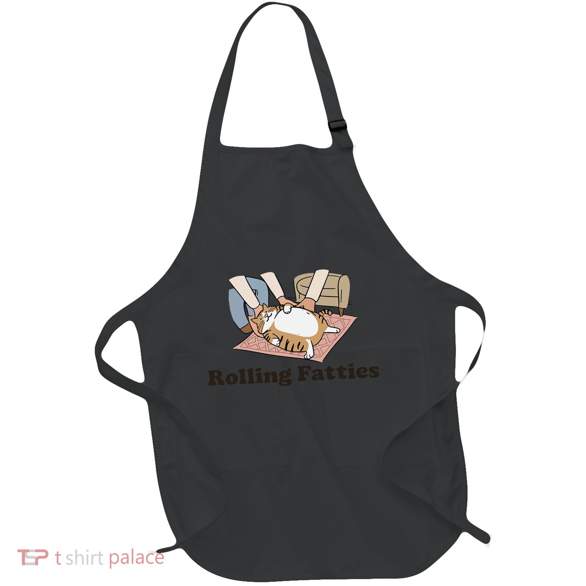 Funny Rolling Fatties Cat Fat Kitten For Full-Length Apron With Pockets