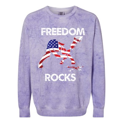 Freedom Rocks For Patriots And Music Lovers Cool Gift Colorblast Crewneck Sweatshirt