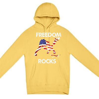 Freedom Rocks For Patriots And Music Lovers Cool Gift Premium Pullover Hoodie