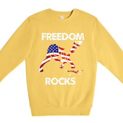 Freedom Rocks For Patriots And Music Lovers Cool Gift Premium Crewneck Sweatshirt