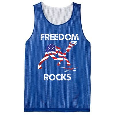 Freedom Rocks For Patriots And Music Lovers Cool Gift Mesh Reversible Basketball Jersey Tank