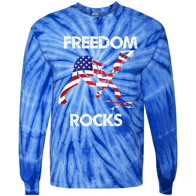 Freedom Rocks For Patriots And Music Lovers Cool Gift Tie-Dye Long Sleeve Shirt