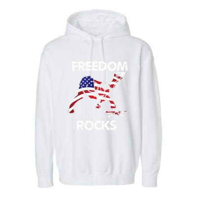 Freedom Rocks For Patriots And Music Lovers Cool Gift Garment-Dyed Fleece Hoodie