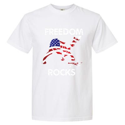 Freedom Rocks For Patriots And Music Lovers Cool Gift Garment-Dyed Heavyweight T-Shirt