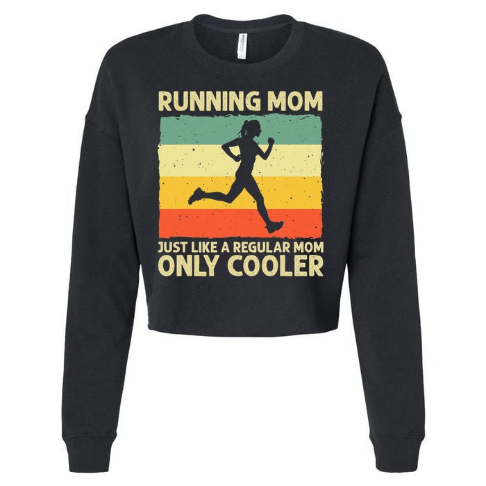 Funny Running For Women Mom Marathoner Runner Coach Racing Cropped Pullover Crew