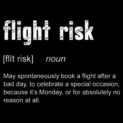 Flight Risk For Frequent Travelers Funny Travel Definition T-Shirt