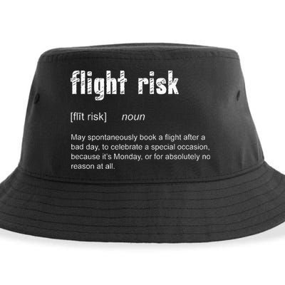 Flight Risk For Frequent Travelers Funny Travel Definition Sustainable Bucket Hat