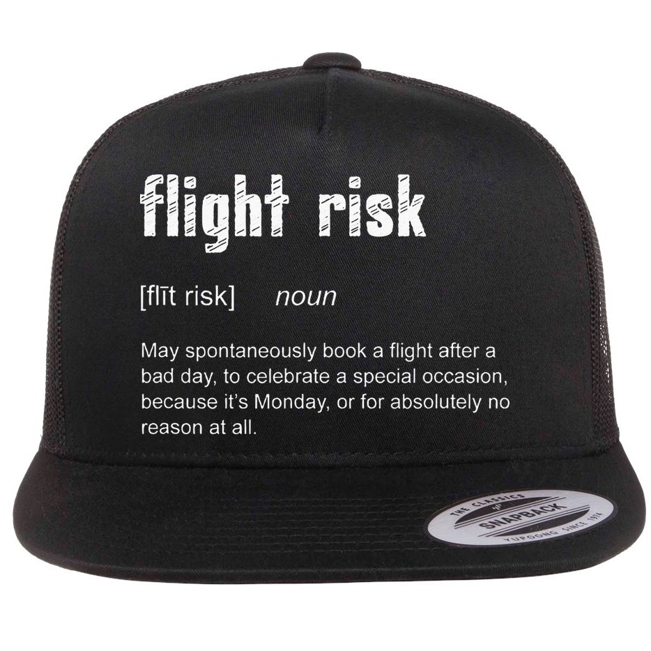 Flight Risk For Frequent Travelers Funny Travel Definition Flat Bill Trucker Hat