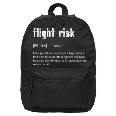 Flight Risk For Frequent Travelers Funny Travel Definition 16 in Basic Backpack
