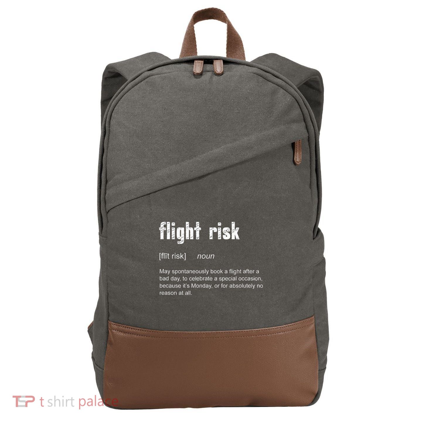Flight Risk For Frequent Travelers Funny Travel Definition Cotton Canvas Backpack