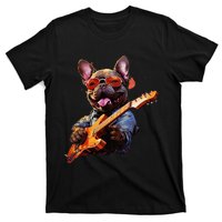 Funny Rock French Bulldog Playing Guitar T-Shirt