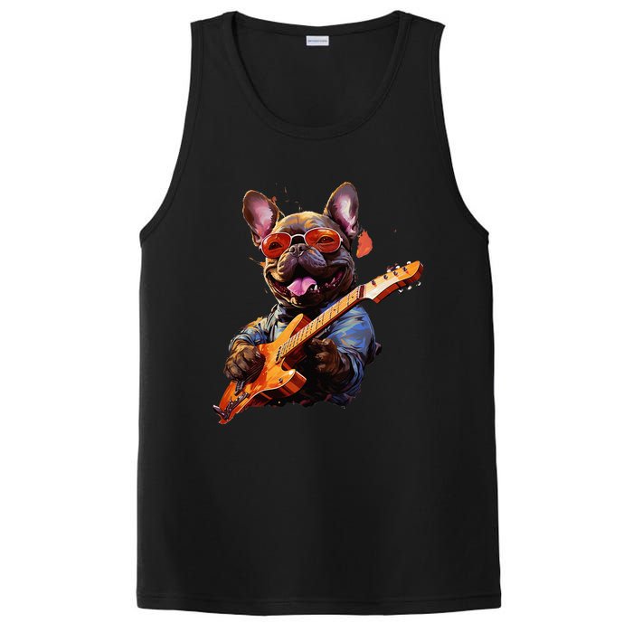 Funny Rock French Bulldog Playing Guitar PosiCharge Competitor Tank