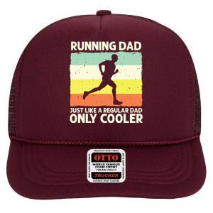 Funny Running For Men Dad Marathon Runner Coach Marathoner High Crown Mesh Back Trucker Hat