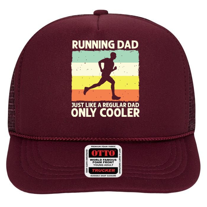 Funny Running For Men Dad Marathon Runner Coach Marathoner High Crown Mesh Back Trucker Hat