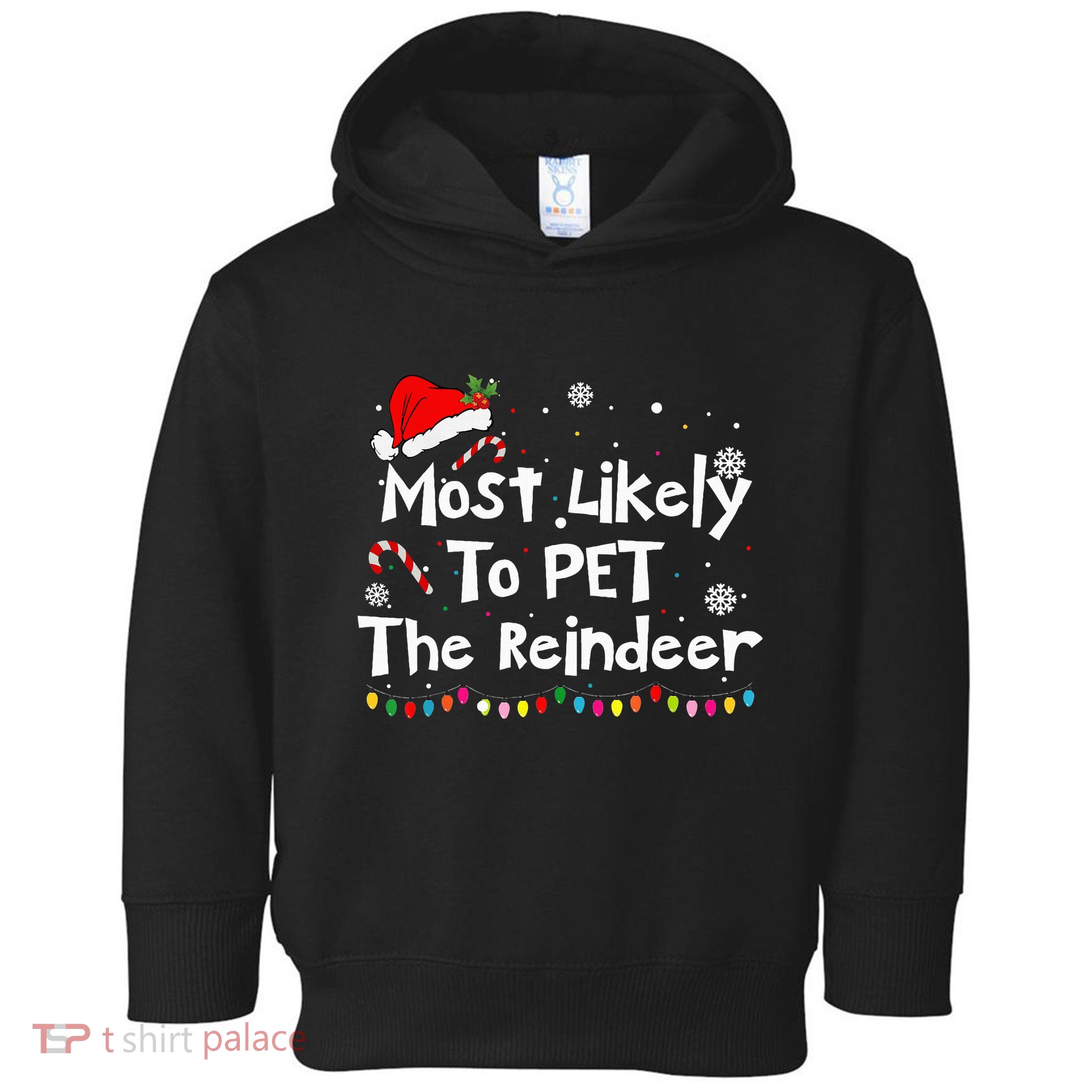 Funny Reindeer Family Christmas Holiday Santa Claus Hat Toddler Hoodie