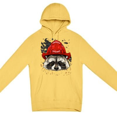 Firefighter Raccoon Fire Department Fireman Trash Panda Premium Pullover Hoodie