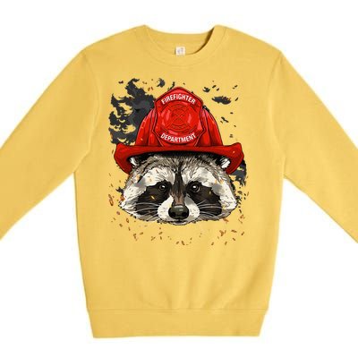 Firefighter Raccoon Fire Department Fireman Trash Panda Premium Crewneck Sweatshirt