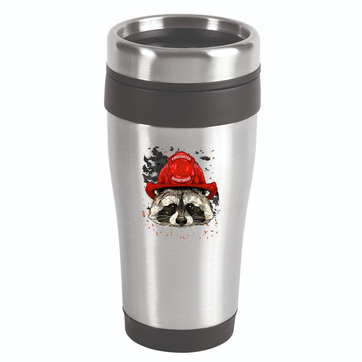 Firefighter Raccoon Fire Department Fireman Trash Panda 16oz Travel Tumbler