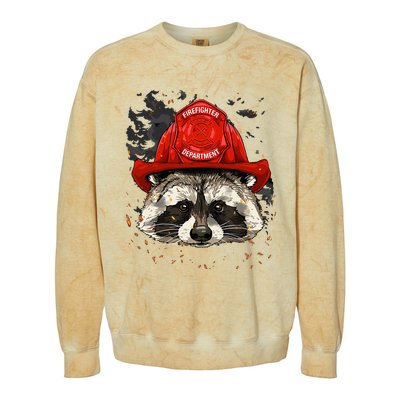 Firefighter Raccoon Fire Department Fireman Trash Panda Colorblast Crewneck Sweatshirt