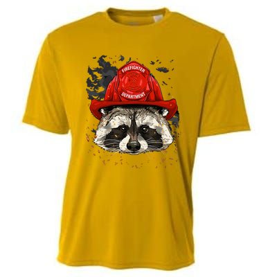 Firefighter Raccoon Fire Department Fireman Trash Panda Cooling Performance Crew T-Shirt