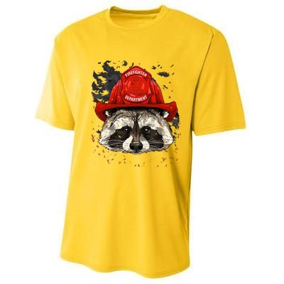 Firefighter Raccoon Fire Department Fireman Trash Panda Performance Sprint T-Shirt