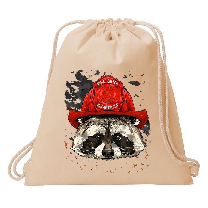 Firefighter Raccoon Fire Department Fireman Trash Panda Drawstring Bag