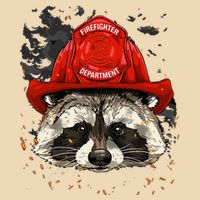 Firefighter Raccoon Fire Department Fireman Trash Panda Drawstring Bag