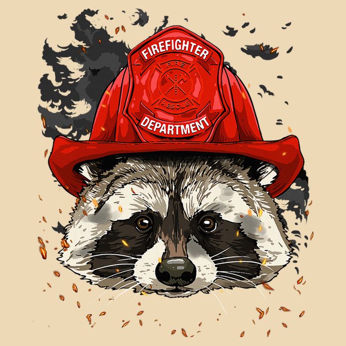 Firefighter Raccoon Fire Department Fireman Trash Panda Drawstring Bag