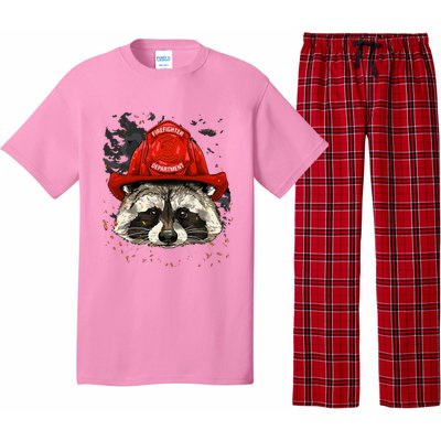 Firefighter Raccoon Fire Department Fireman Trash Panda Pajama Set