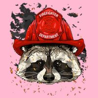 Firefighter Raccoon Fire Department Fireman Trash Panda Magnet