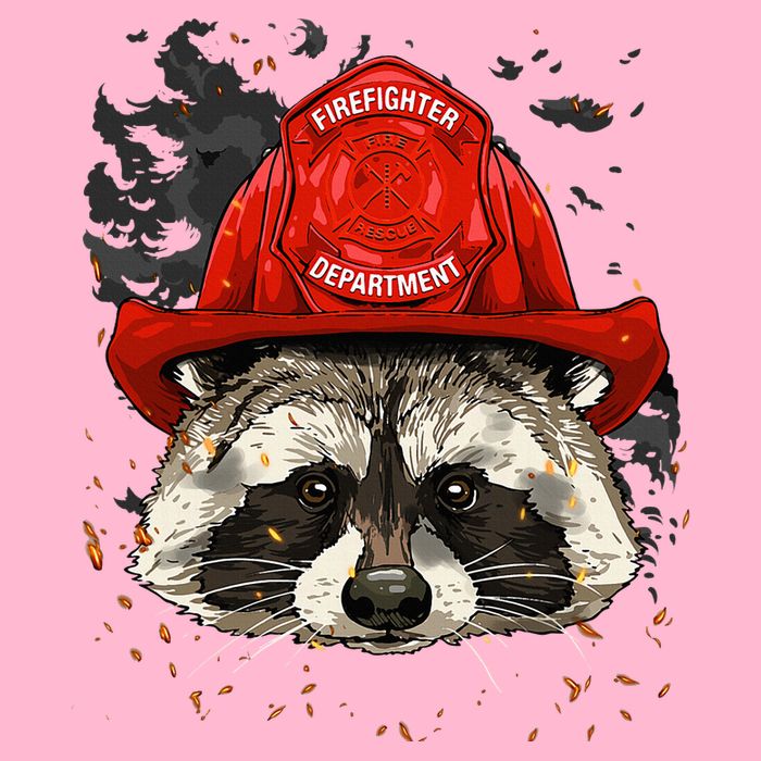 Firefighter Raccoon Fire Department Fireman Trash Panda Magnet