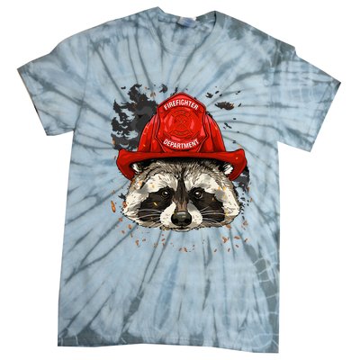 Firefighter Raccoon Fire Department Fireman Trash Panda Tie-Dye T-Shirt