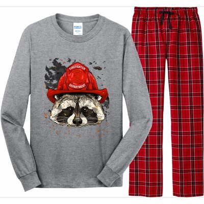 Firefighter Raccoon Fire Department Fireman Trash Panda Long Sleeve Pajama Set