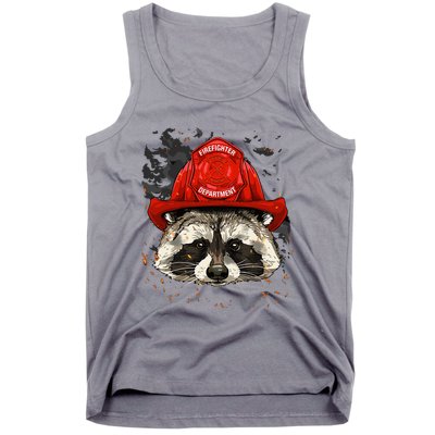 Firefighter Raccoon Fire Department Fireman Trash Panda Tank Top