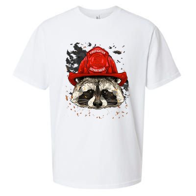 Firefighter Raccoon Fire Department Fireman Trash Panda Sueded Cloud Jersey T-Shirt