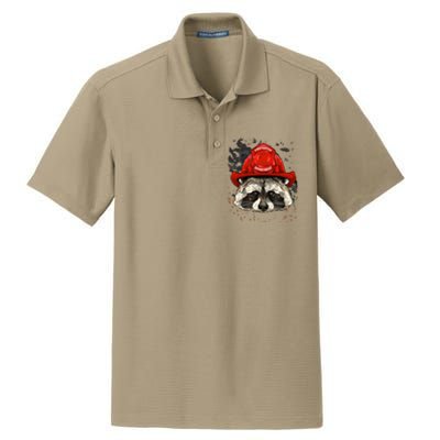 Firefighter Raccoon Fire Department Fireman Trash Panda Dry Zone Grid Polo