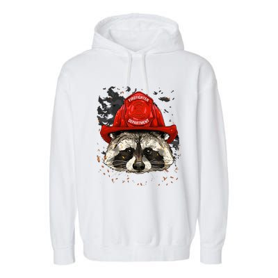 Firefighter Raccoon Fire Department Fireman Trash Panda Garment-Dyed Fleece Hoodie