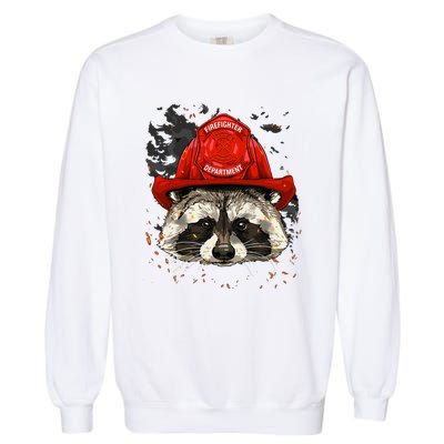 Firefighter Raccoon Fire Department Fireman Trash Panda Garment-Dyed Sweatshirt