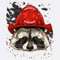 Firefighter Raccoon Fire Department Fireman Trash Panda Cooling Performance Crew T-Shirt
