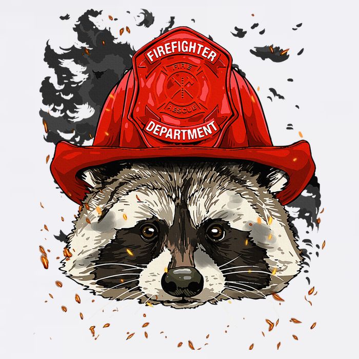 Firefighter Raccoon Fire Department Fireman Trash Panda Cooling Performance Crew T-Shirt