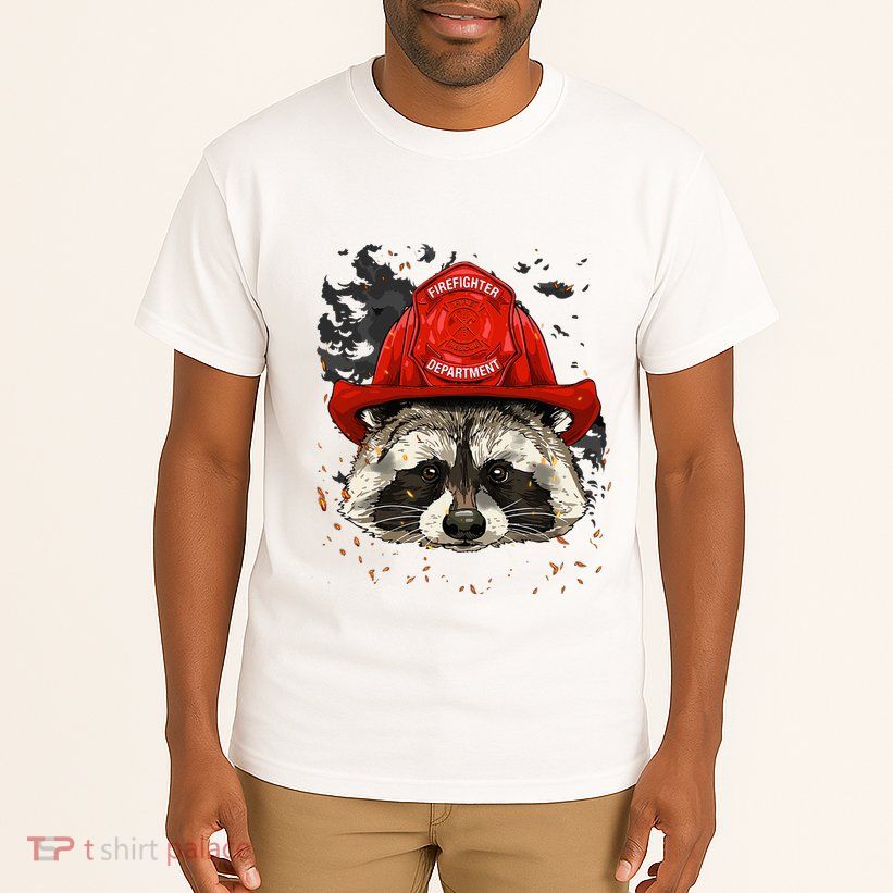 Firefighter Raccoon Fire Department Fireman Trash Panda Tall T-Shirt