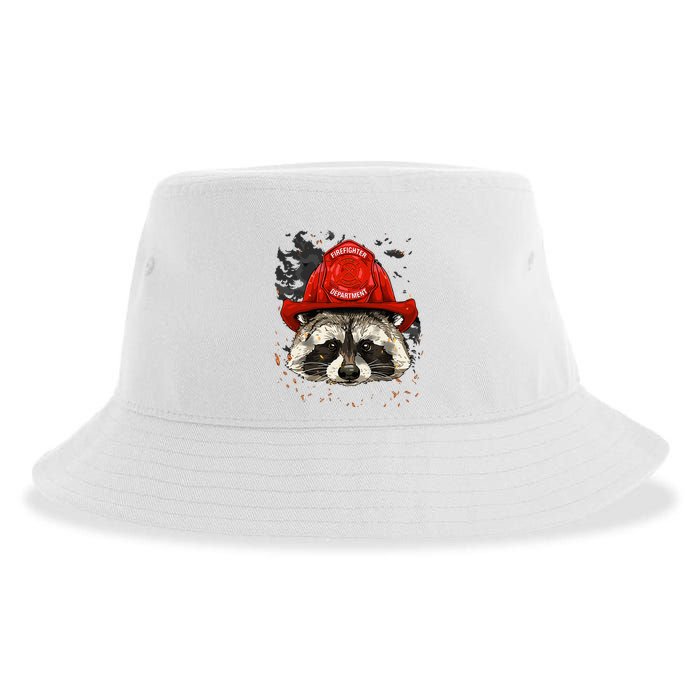 Firefighter Raccoon Fire Department Fireman Trash Panda Sustainable Bucket Hat