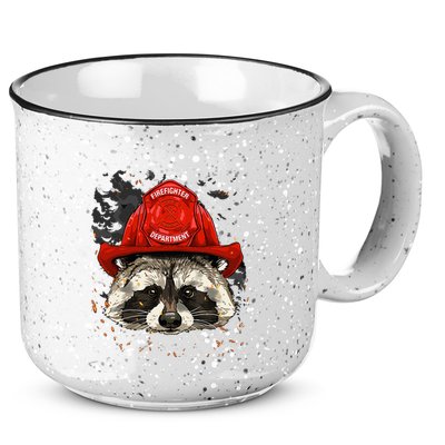 Firefighter Raccoon Fire Department Fireman Trash Panda 15oz Campfire Ceramic Mug
