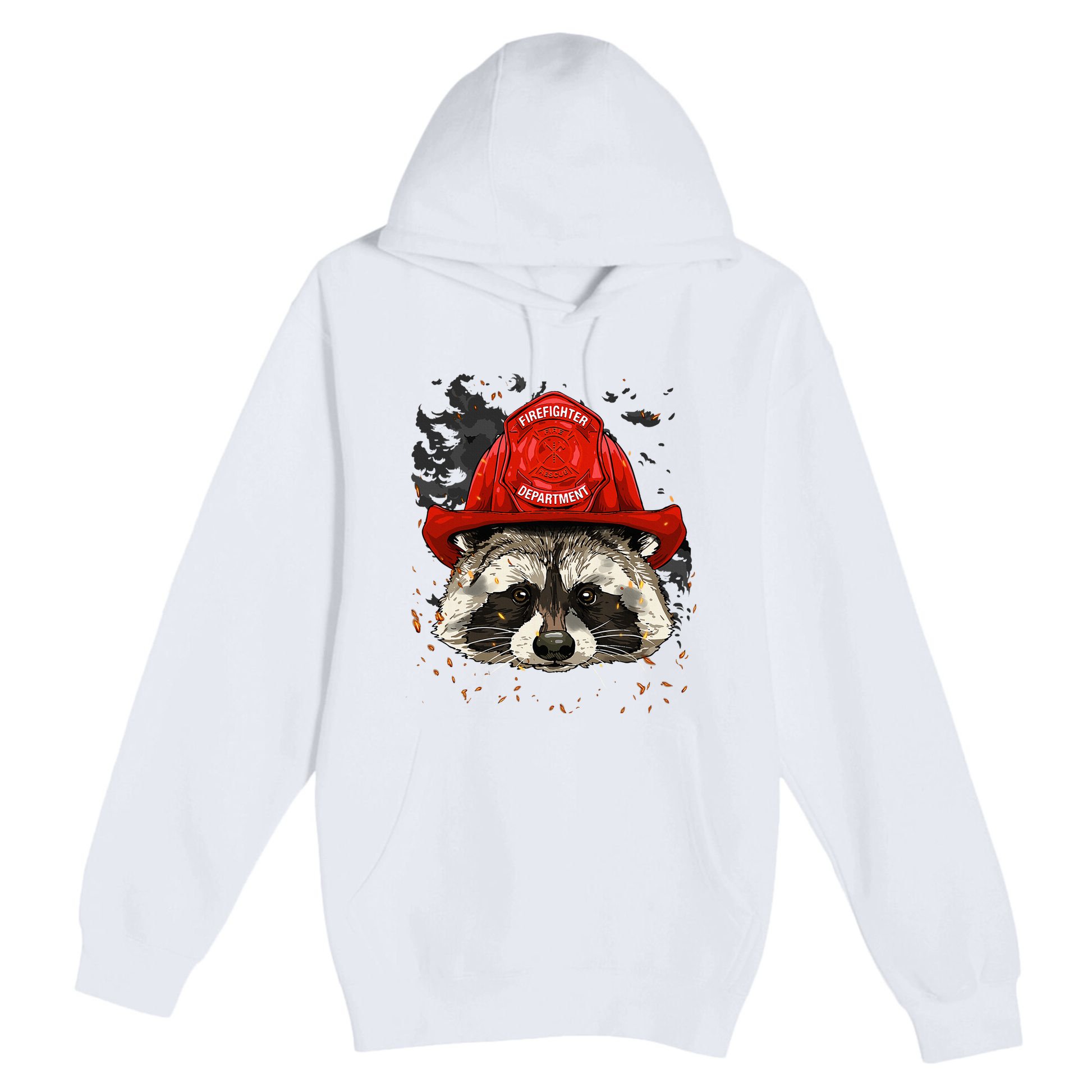 Firefighter Raccoon Fire Department Fireman Trash Panda Premium Pullover Hoodie